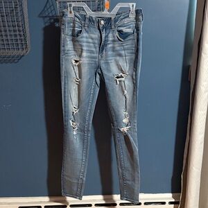 American Eagle Outfitters Light Blue Distressed Skinny Jeans